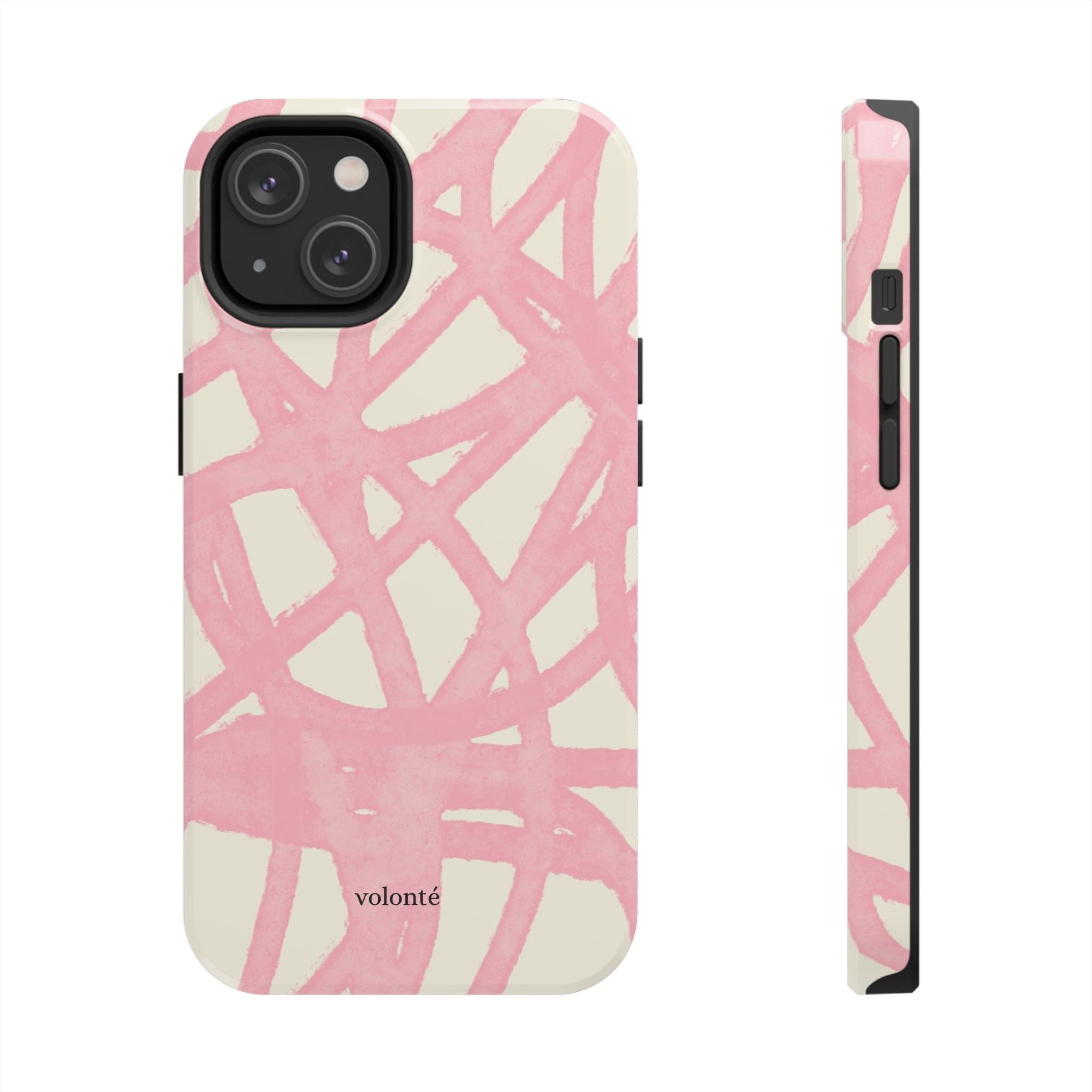 Pink Brushstroke Tough Phone Case — Abstract Swirl Protective Phone Cover