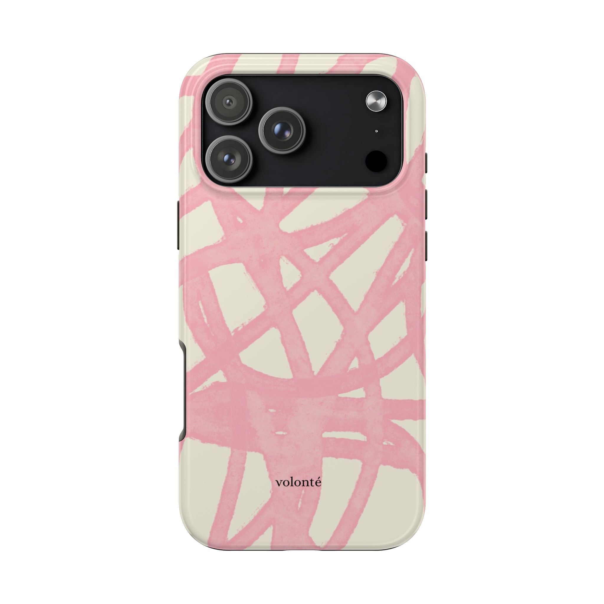 Pink Brushstroke Tough Phone Case — Abstract Swirl Protective Phone Cover
