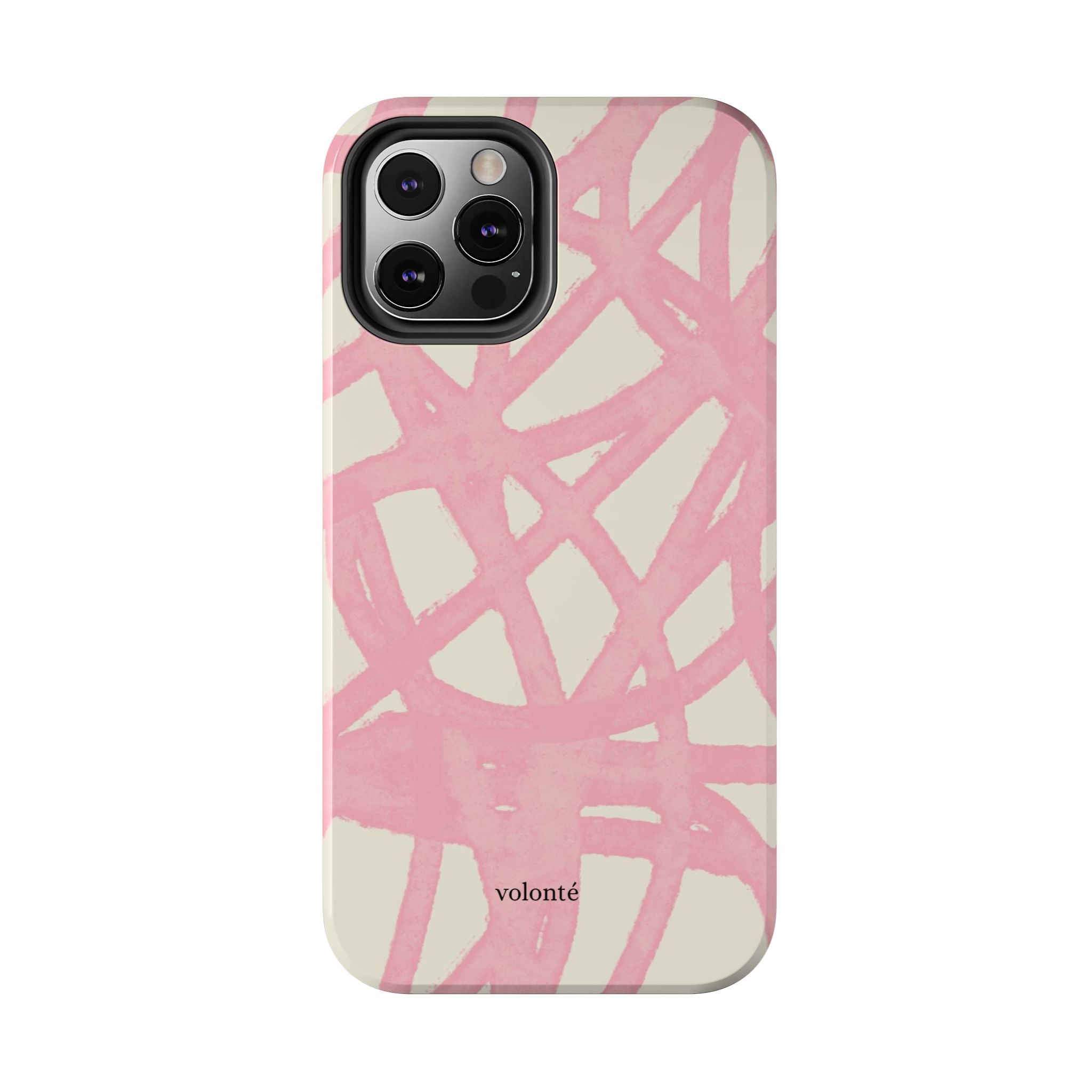 Pink Brushstroke Tough Phone Case — Abstract Swirl Protective Phone Cover