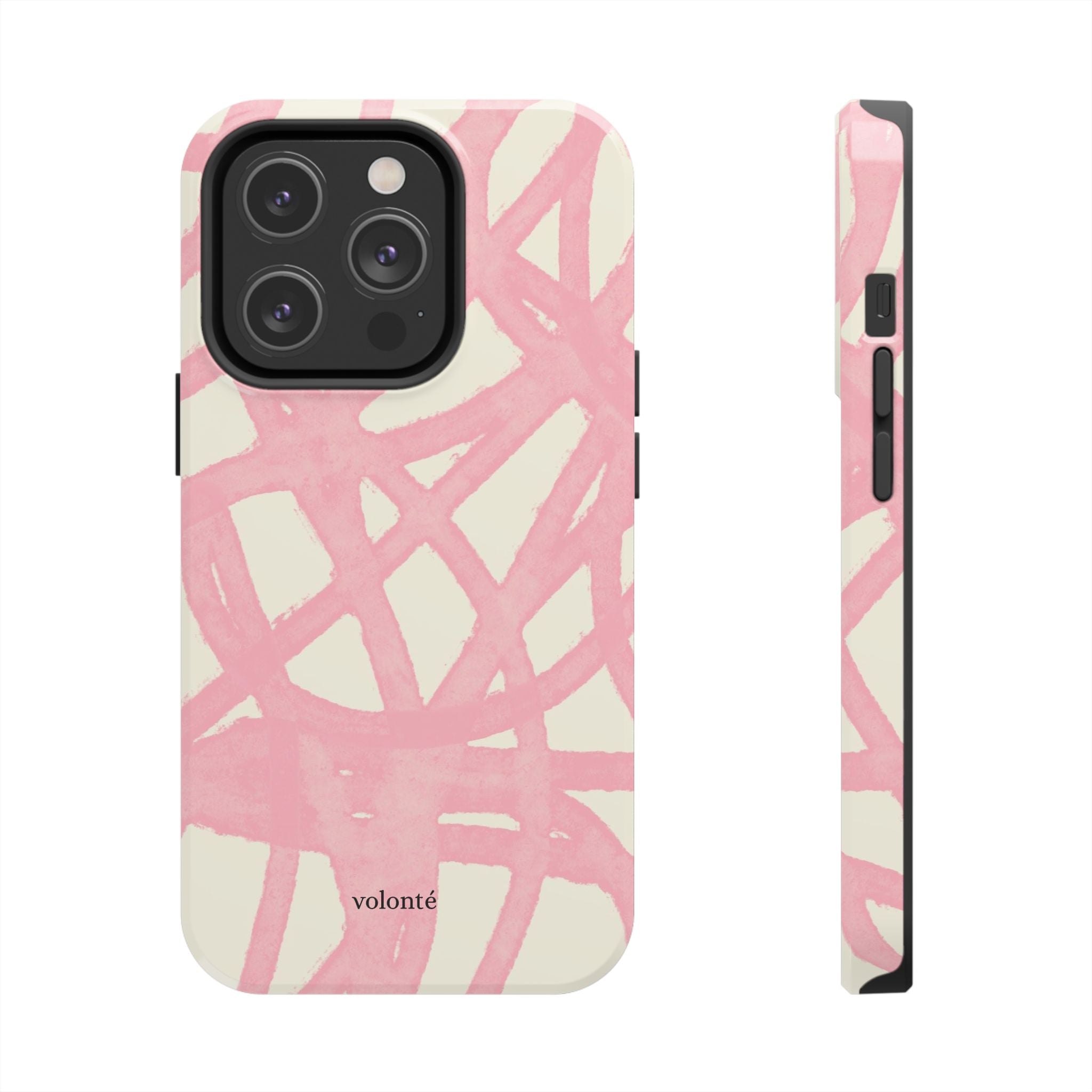 Pink Brushstroke Tough Phone Case — Abstract Swirl Protective Phone Cover