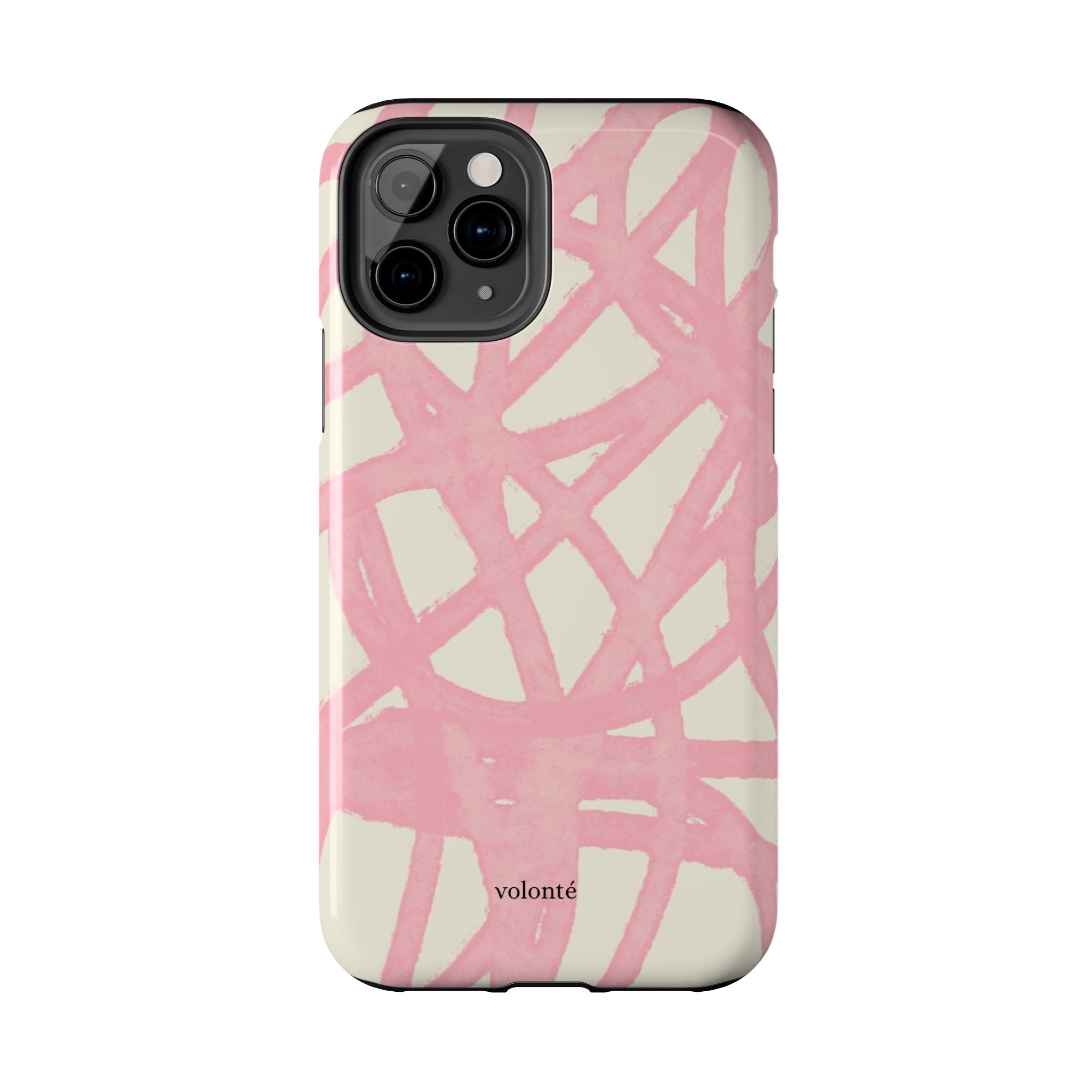 Pink Brushstroke Tough Phone Case — Abstract Swirl Protective Phone Cover