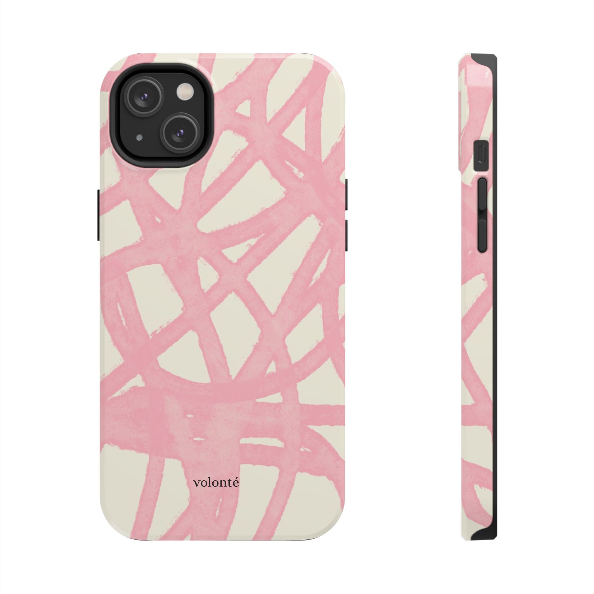 Pink Brushstroke Tough Phone Case — Abstract Swirl Protective Phone Cover