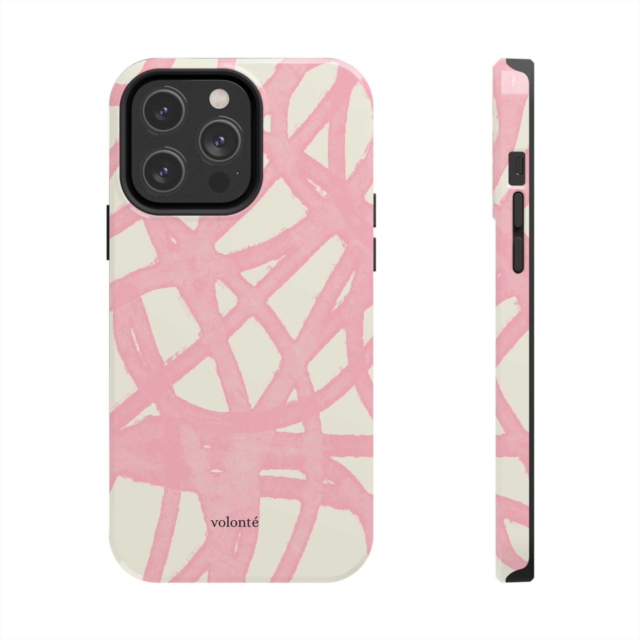 Pink Brushstroke Tough Phone Case — Abstract Swirl Protective Phone Cover