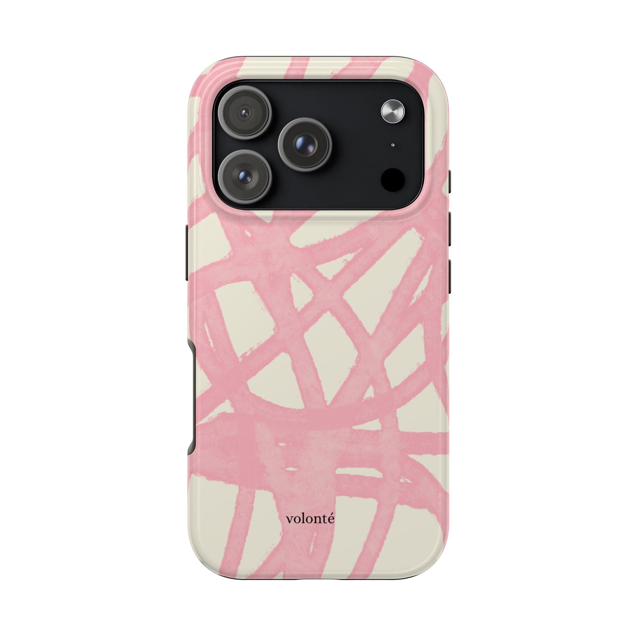 Pink Brushstroke Tough Phone Case — Abstract Swirl Protective Phone Cover