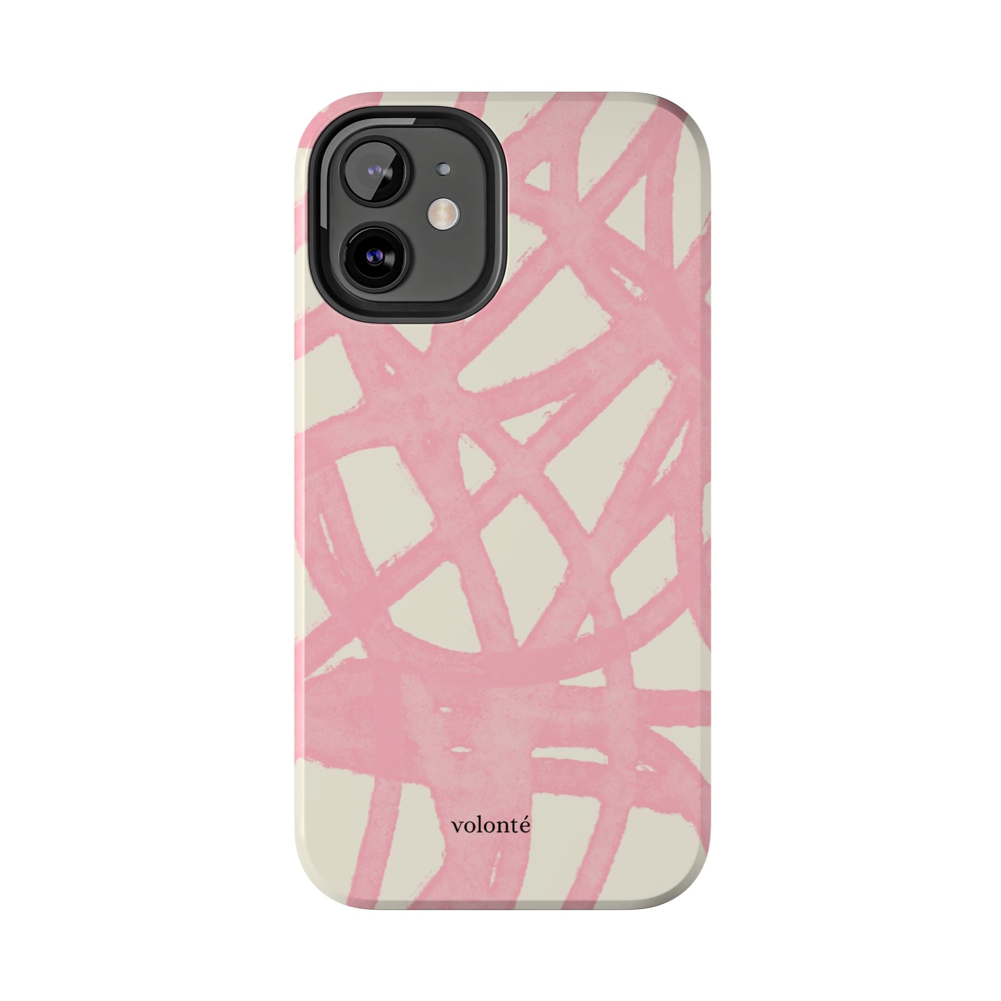 Pink Brushstroke Tough Phone Case — Abstract Swirl Protective Phone Cover